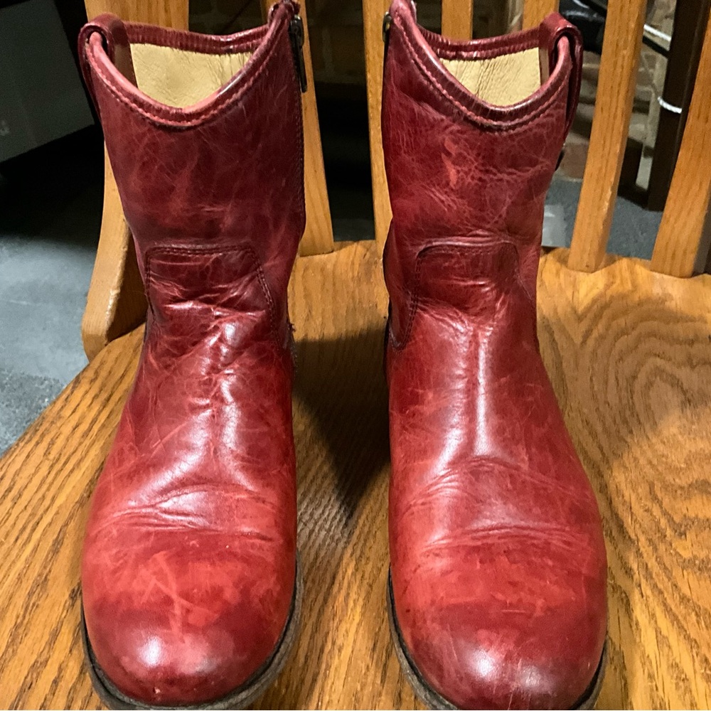 Frye Women's Cherry Red Leather Boots